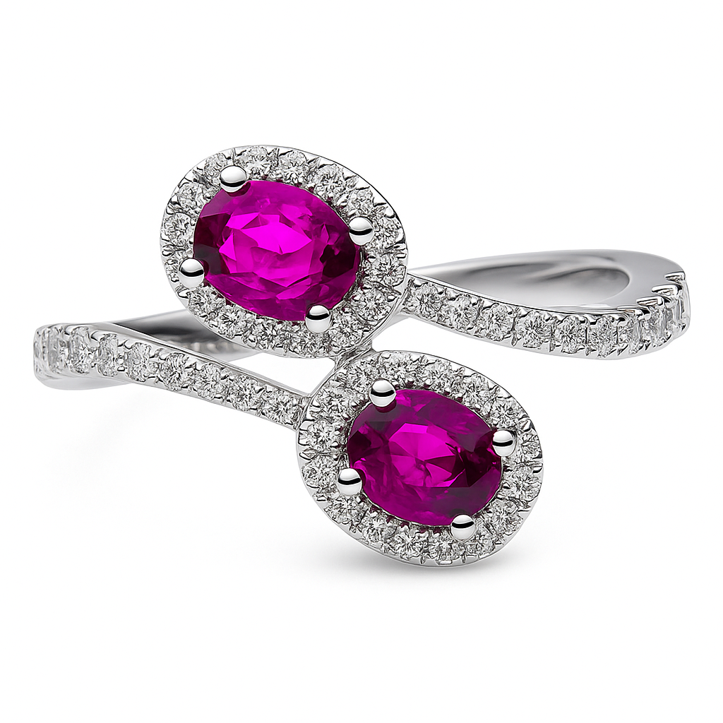 14K White Gold Pink Sapphire Diamond Ring, 0.96ct