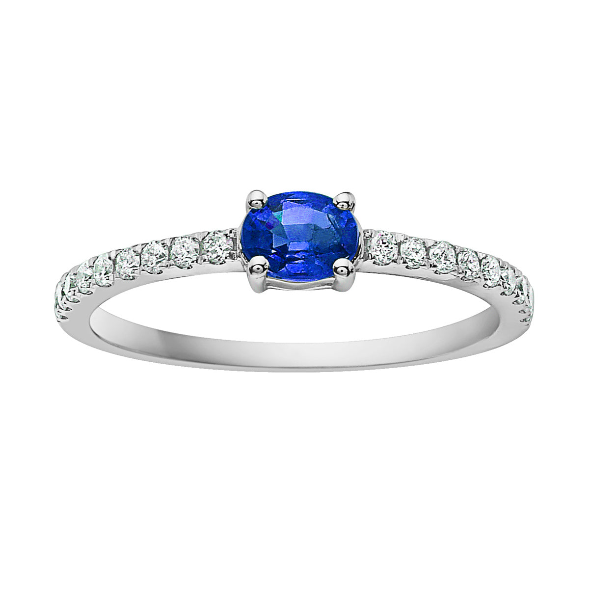 Sapphire Solitaire with Diamond Band