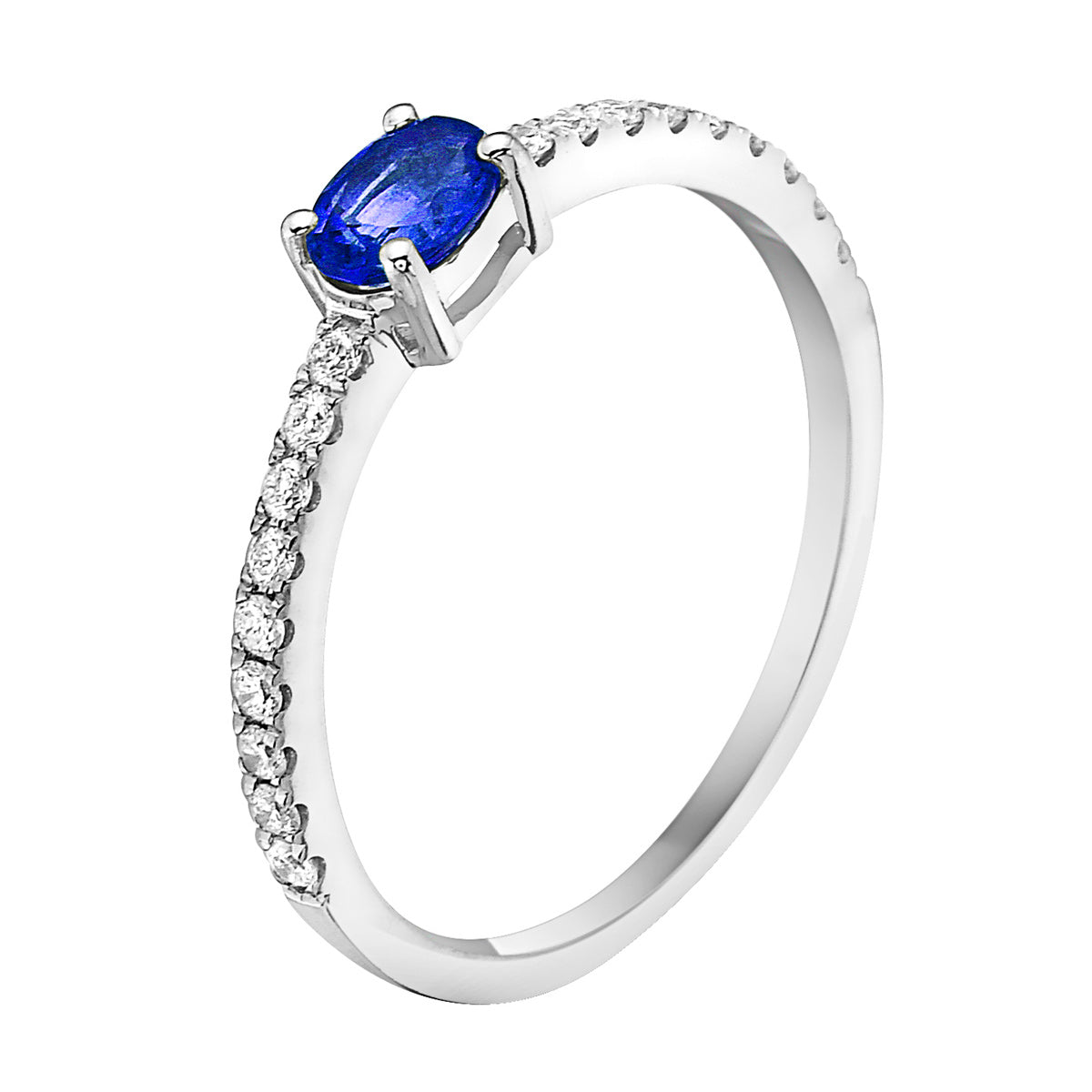 Sapphire Solitaire with Diamond Band