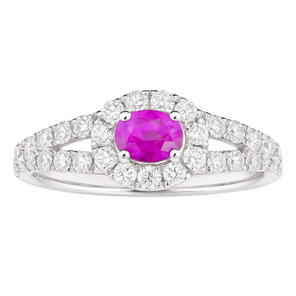 14K White Gold Pink Sapphire Ring, 0.41ct