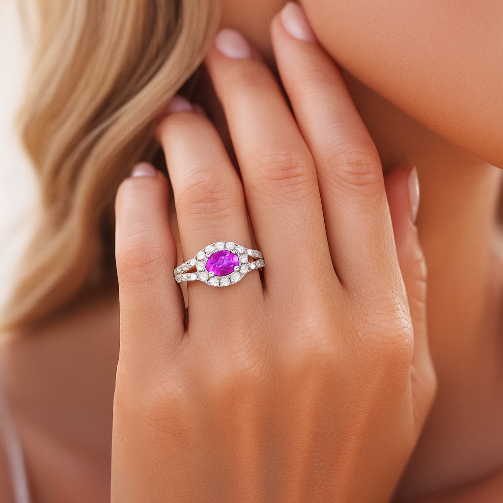 14K White Gold Pink Sapphire Ring, 0.41ct