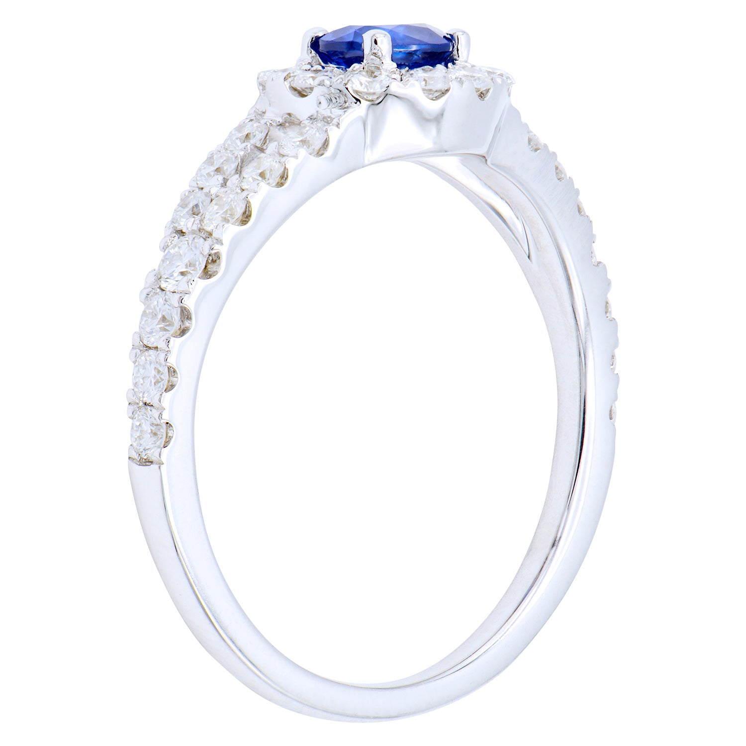 Sapphire and Diamond Split Shank Ring
