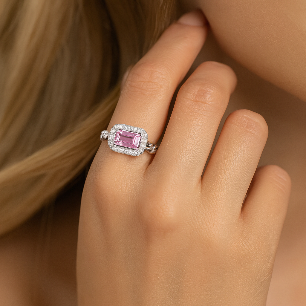 14K White Gold Pink Sapphire Ring, 0.34ct