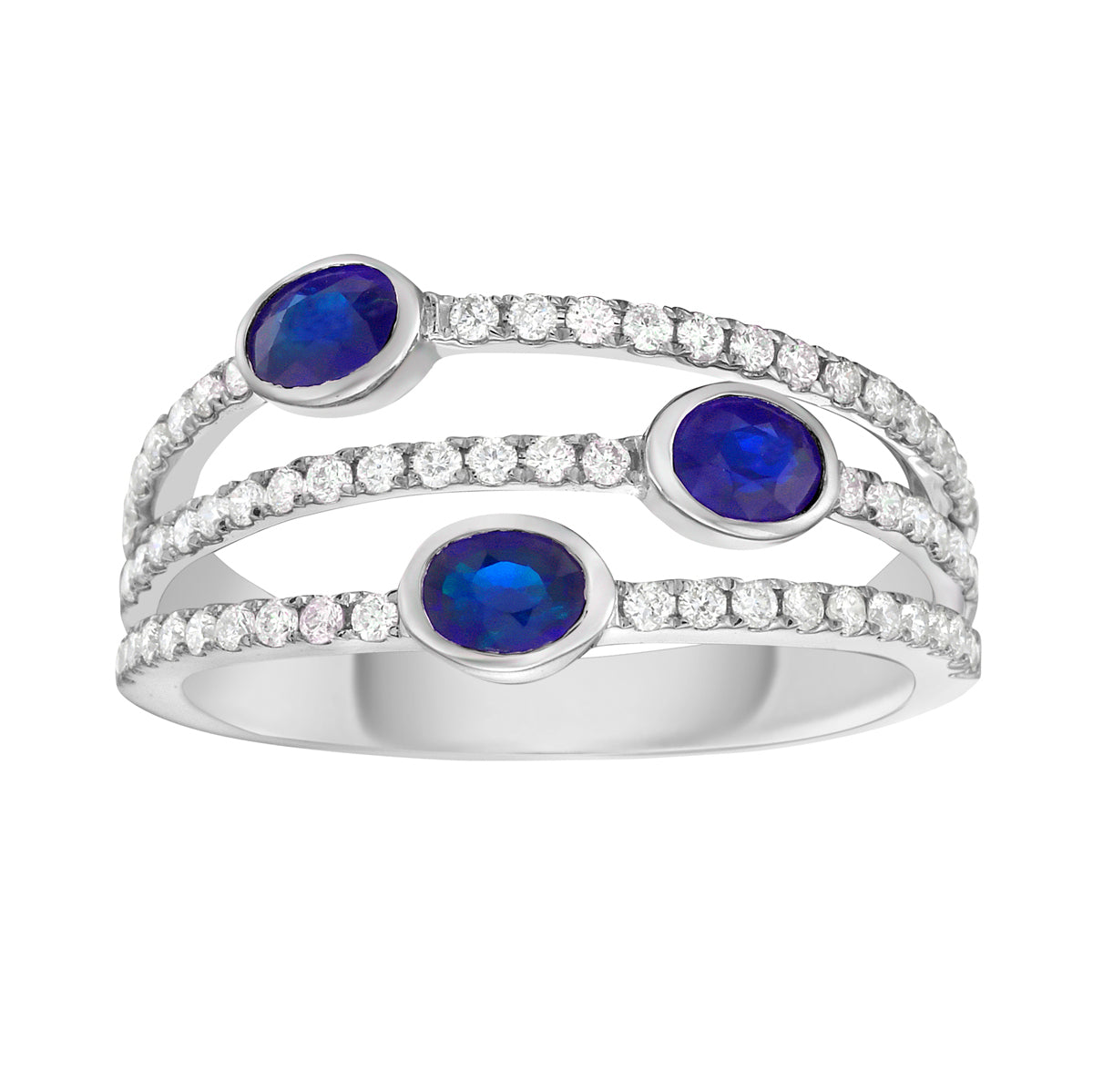 14K White Gold Blue Sapphire Ring, 0.72ct