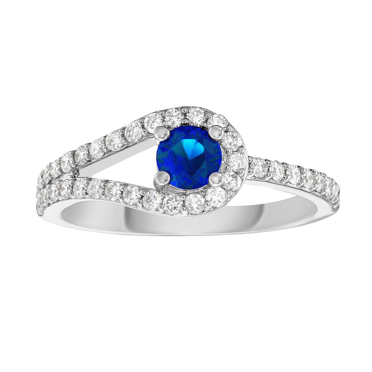 14K White Gold Blue Sapphire Ring, 0.37ct