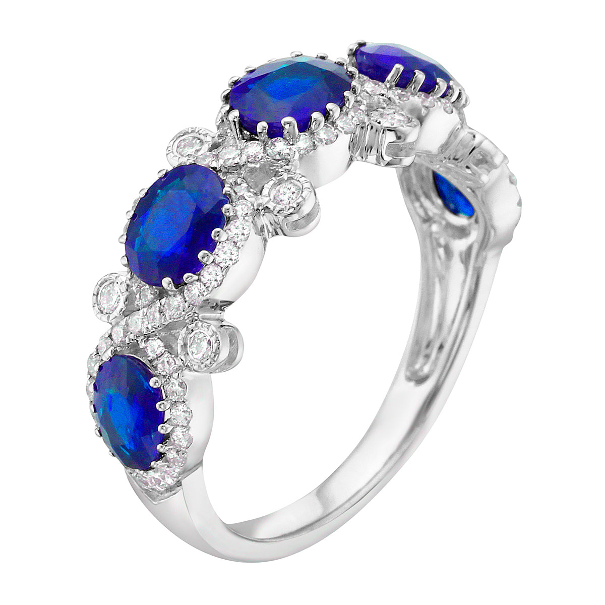 14K White Gold Blue Sapphire Ring, 2.06ct