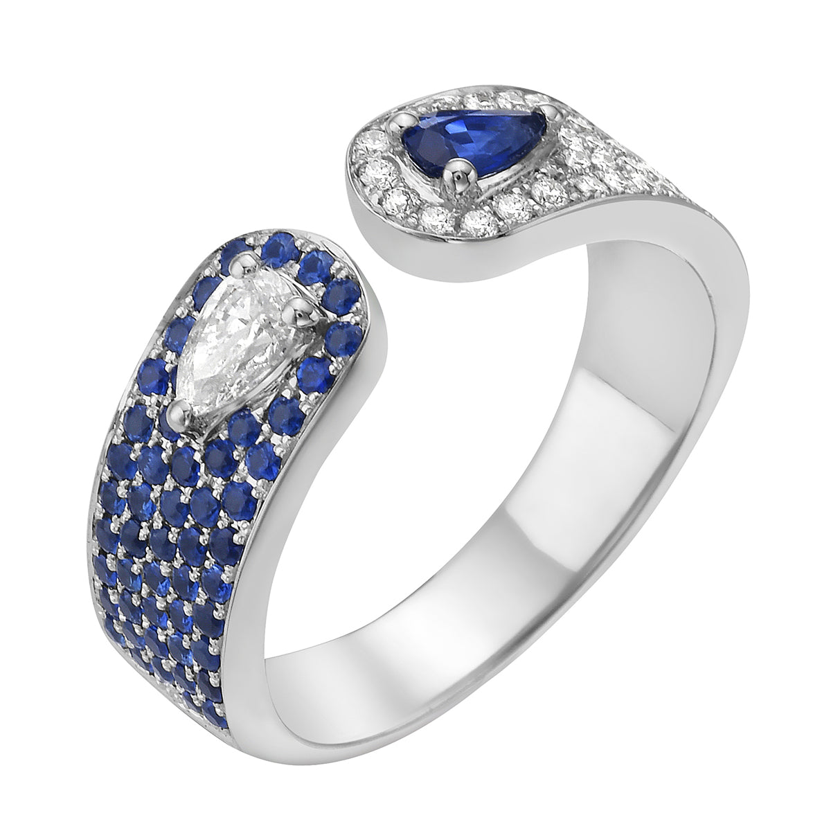 14K White Gold Blue Sapphire Ring, 0.62ct