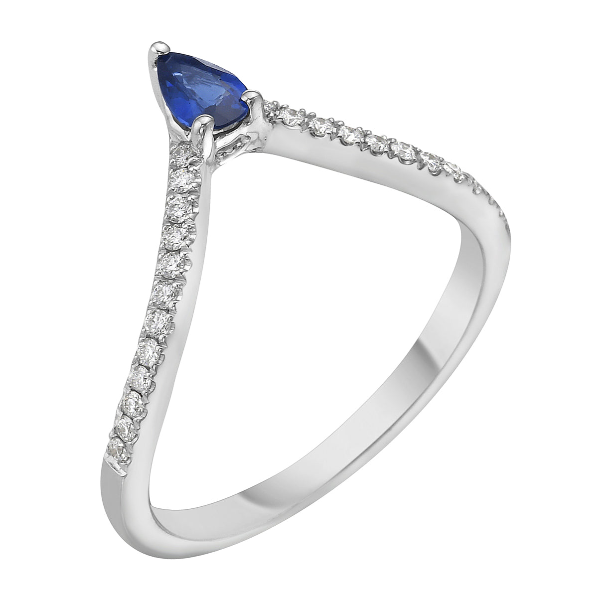 14K White Gold Blue Sapphire Ring, 0.4ct