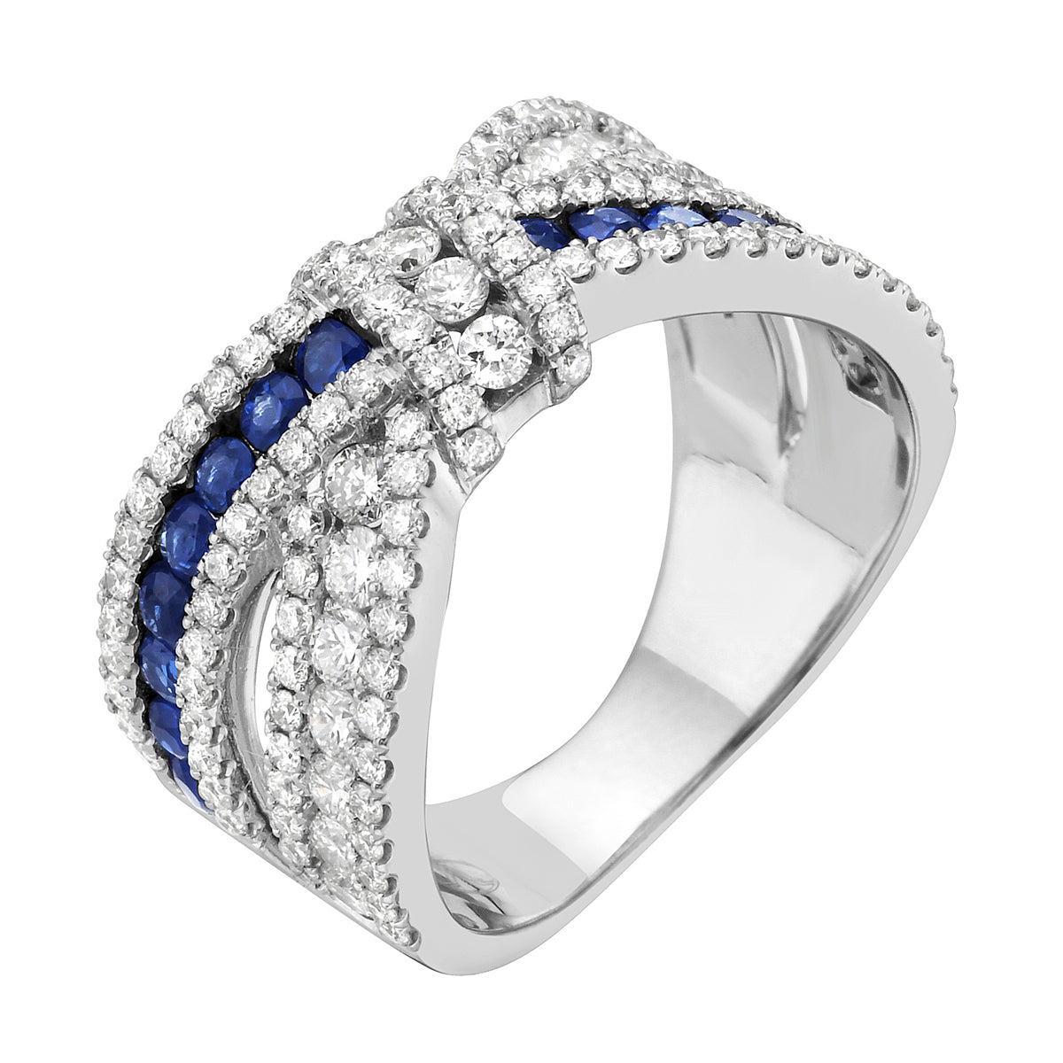 14K White Gold Blue Sapphire Ring, 0.53ct