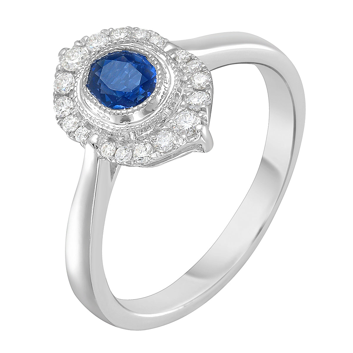 14K White Gold Blue Sapphire Ring, 0.51ct