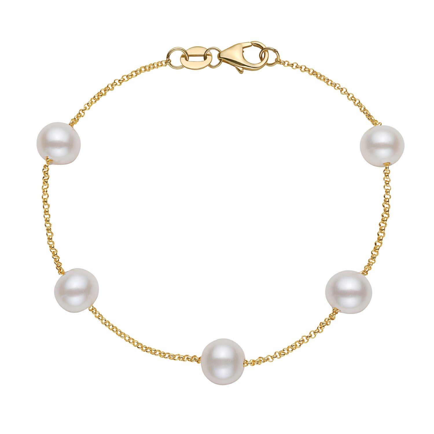 6-7mm Freshwater Yellow Gold Tincup Bracelet