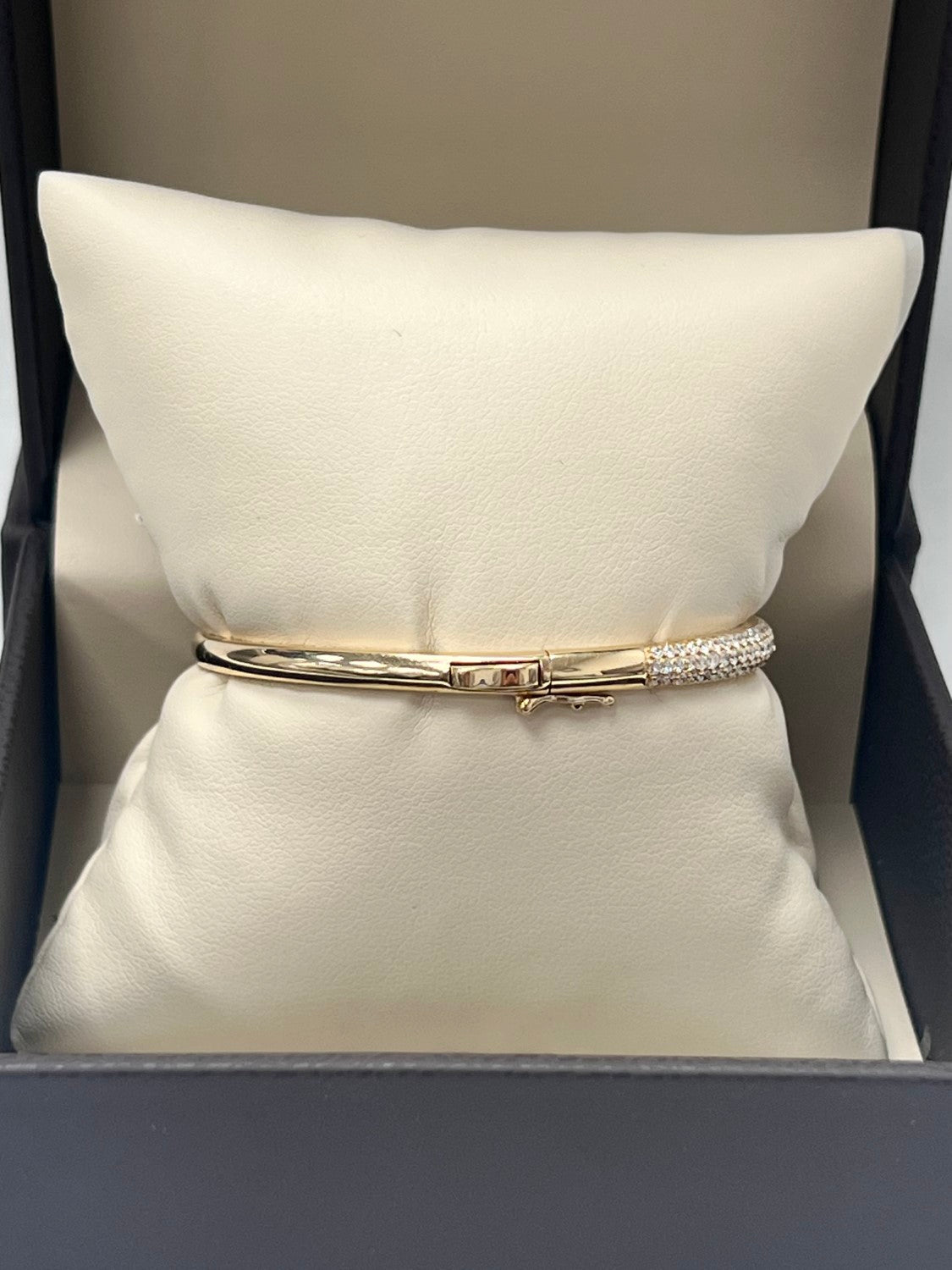 14K Yellow Gold Three Row Diamond Bangle