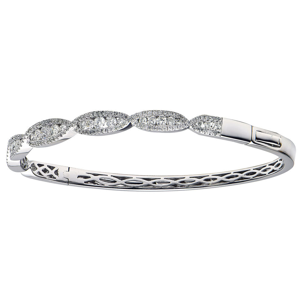 14K White Gold Diamond Bangle, 1.22ct