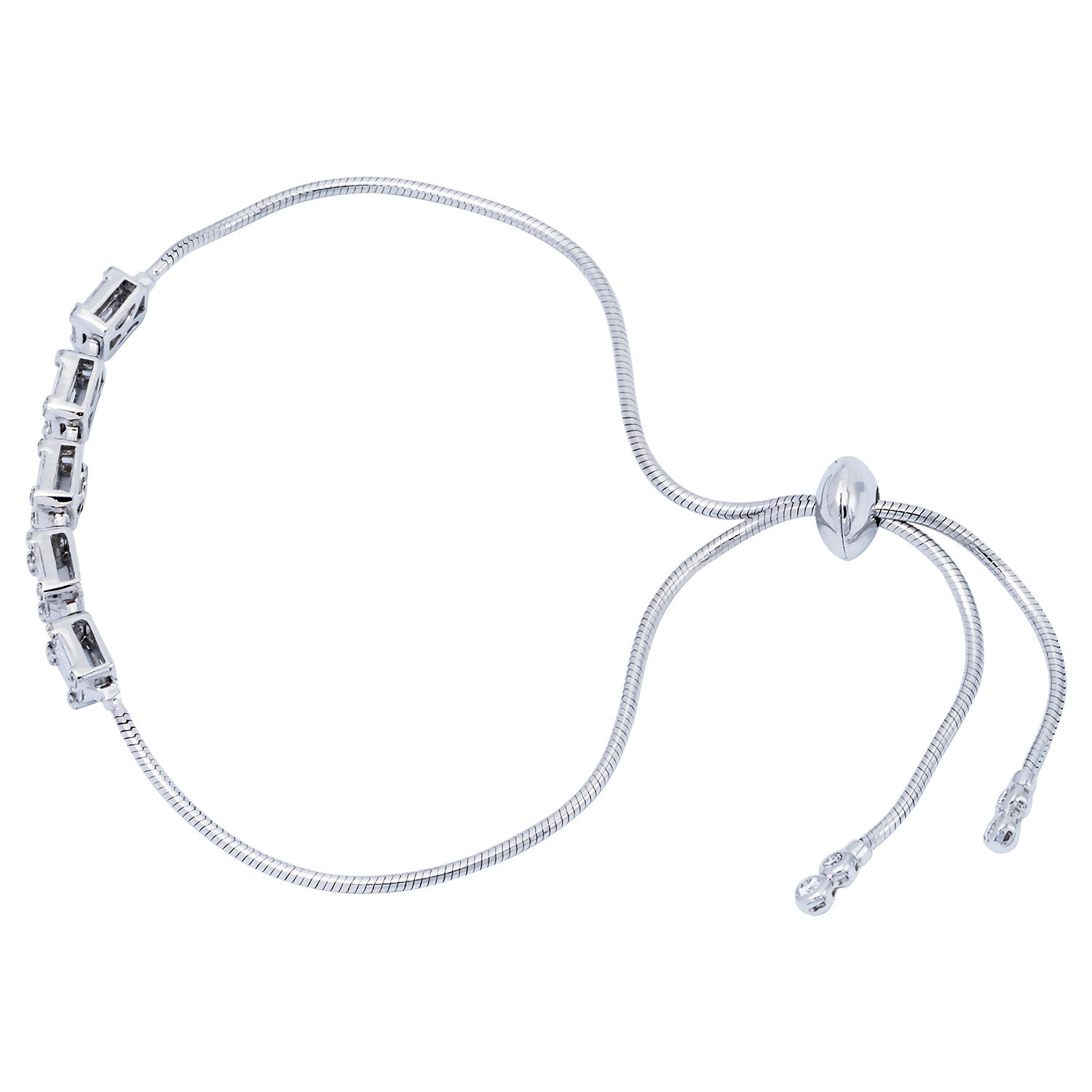18K White Gold Baguette Illusion Bracelet, 0.92ct