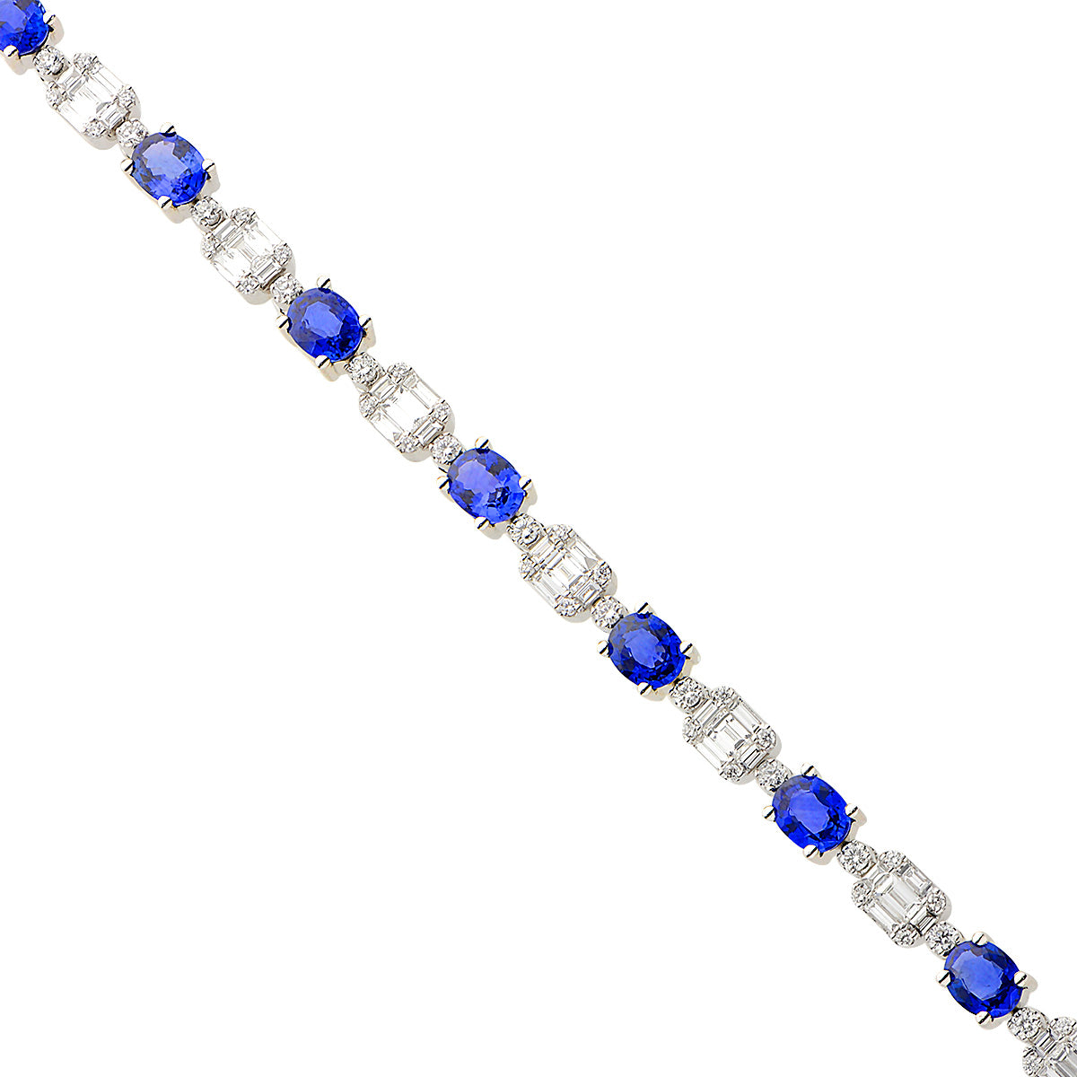 14K White Gold Blue Sapphire Bracelet