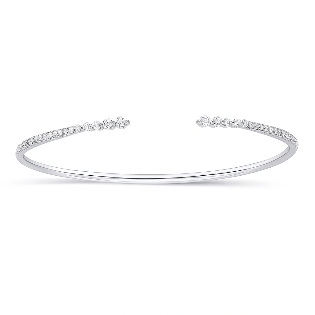 18K White Gold Diamond Bangle, 0.49ct