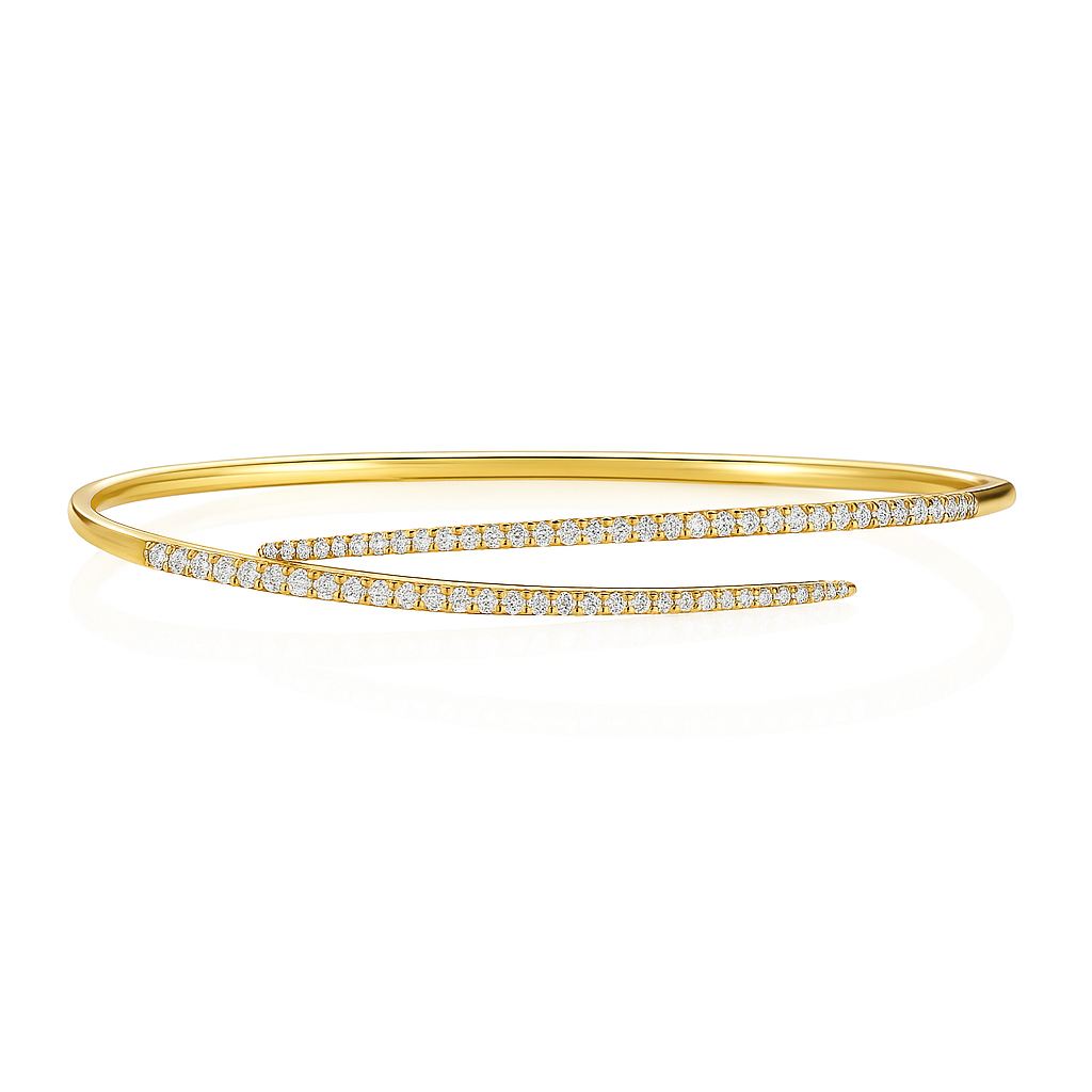 18K Yellow Gold Diamond Bangle Bracelet, 0.53ct