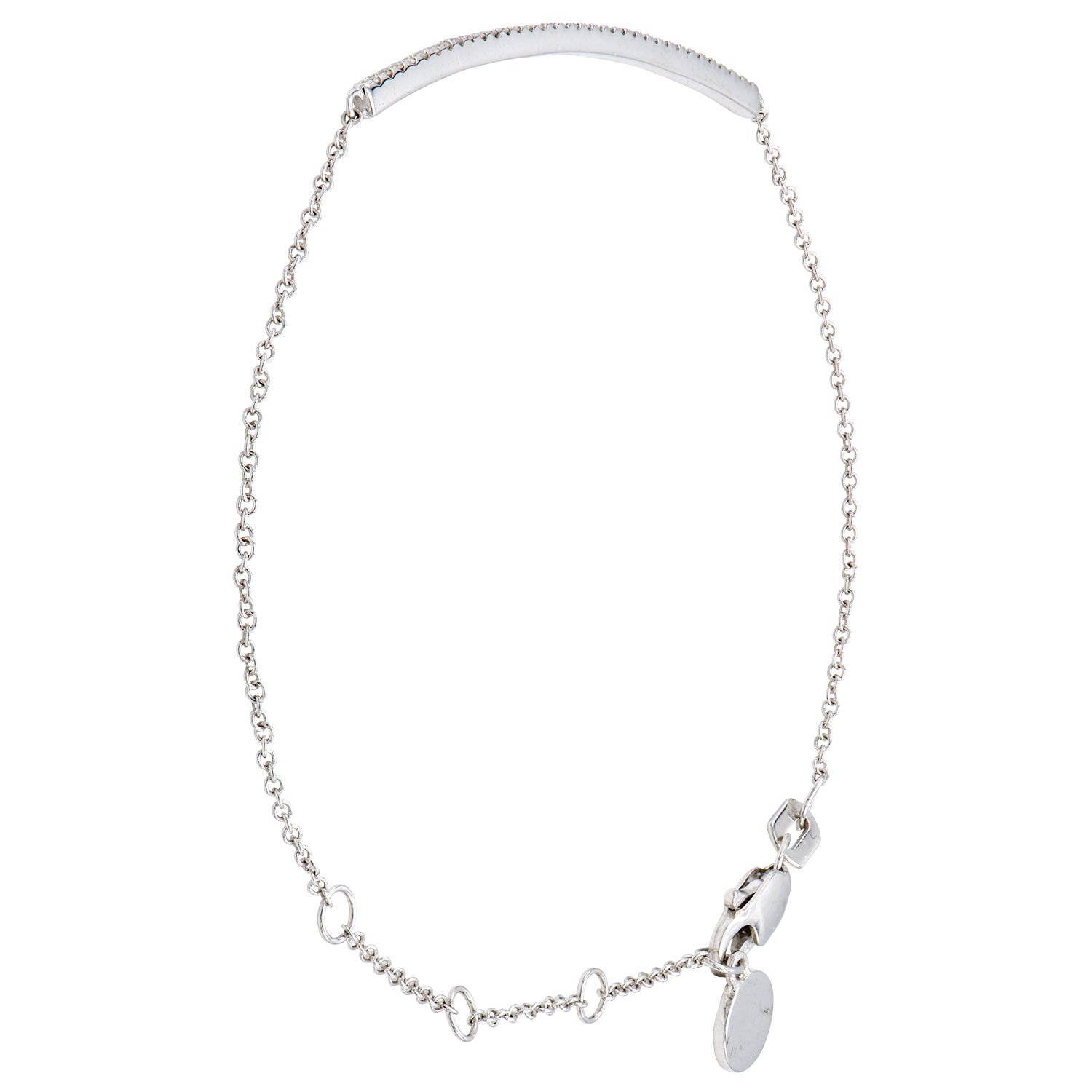 14K White Gold Diamond Bar Bracelet - Large, 0.27ct