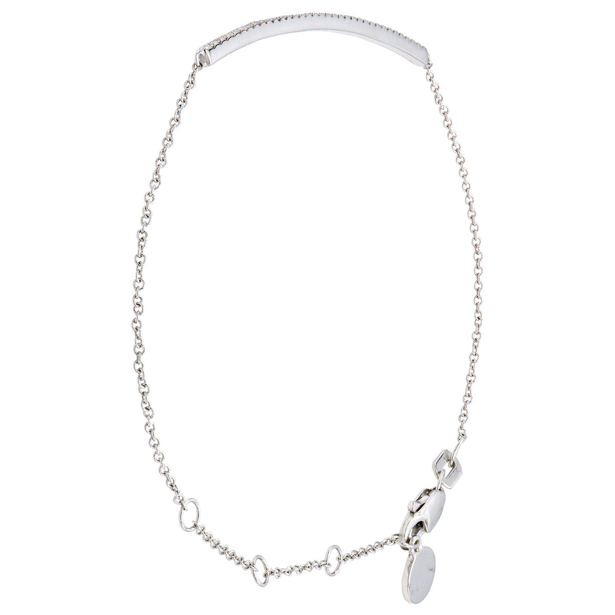 14K White Gold Diamond Bar Bracelet - Large, 0.27ct