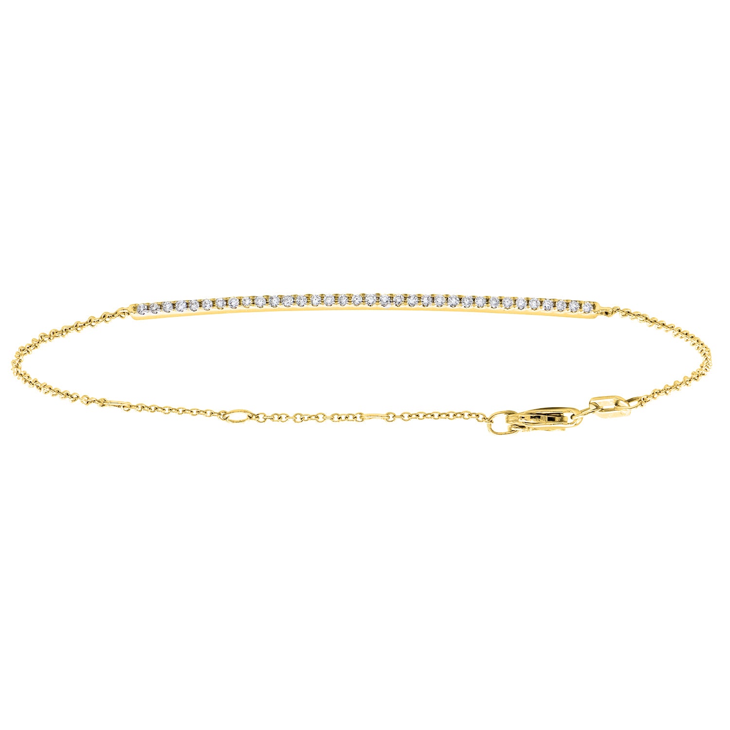 14K Yellow Gold Diamond Bar Bracelet - Small