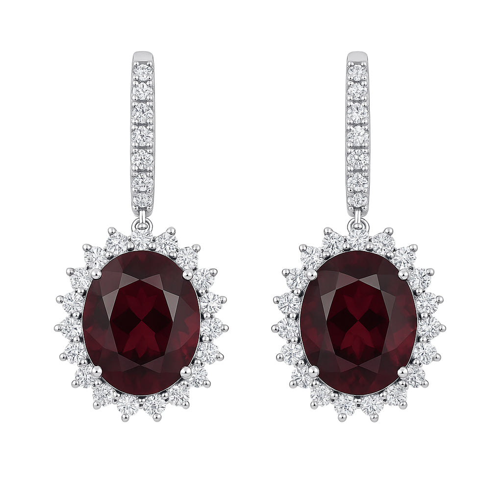 Handmade 14K White Gold Rhodolite Earrings, 12.16ct