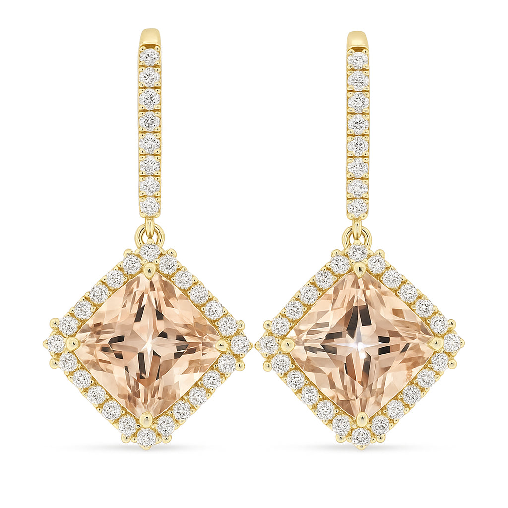 Handmade 18K Yellow Gold Morganite Earrings, 11.7ct