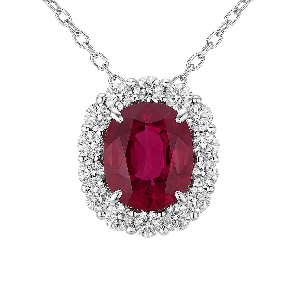 Handmade 18K White Gold Rubellite Pendant, 3.03ct