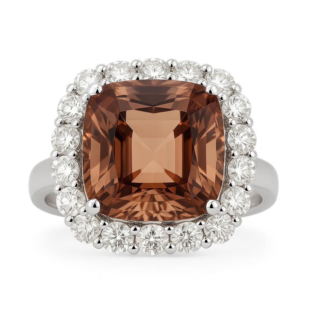 18K White Gold Tourmaline Diamond Ring, 10.3ct