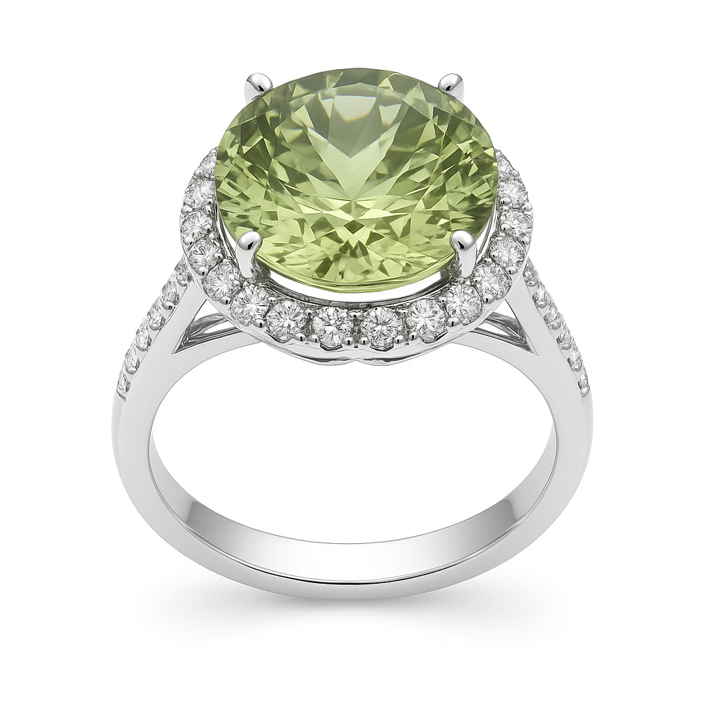 Handmade 18K White Gold Tourmaline Ring, 6.39ct