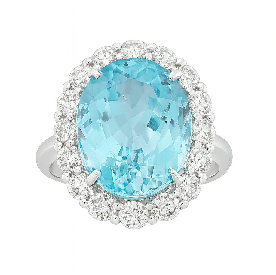 18K White Gold Aquamarine Ring, 12.08ct