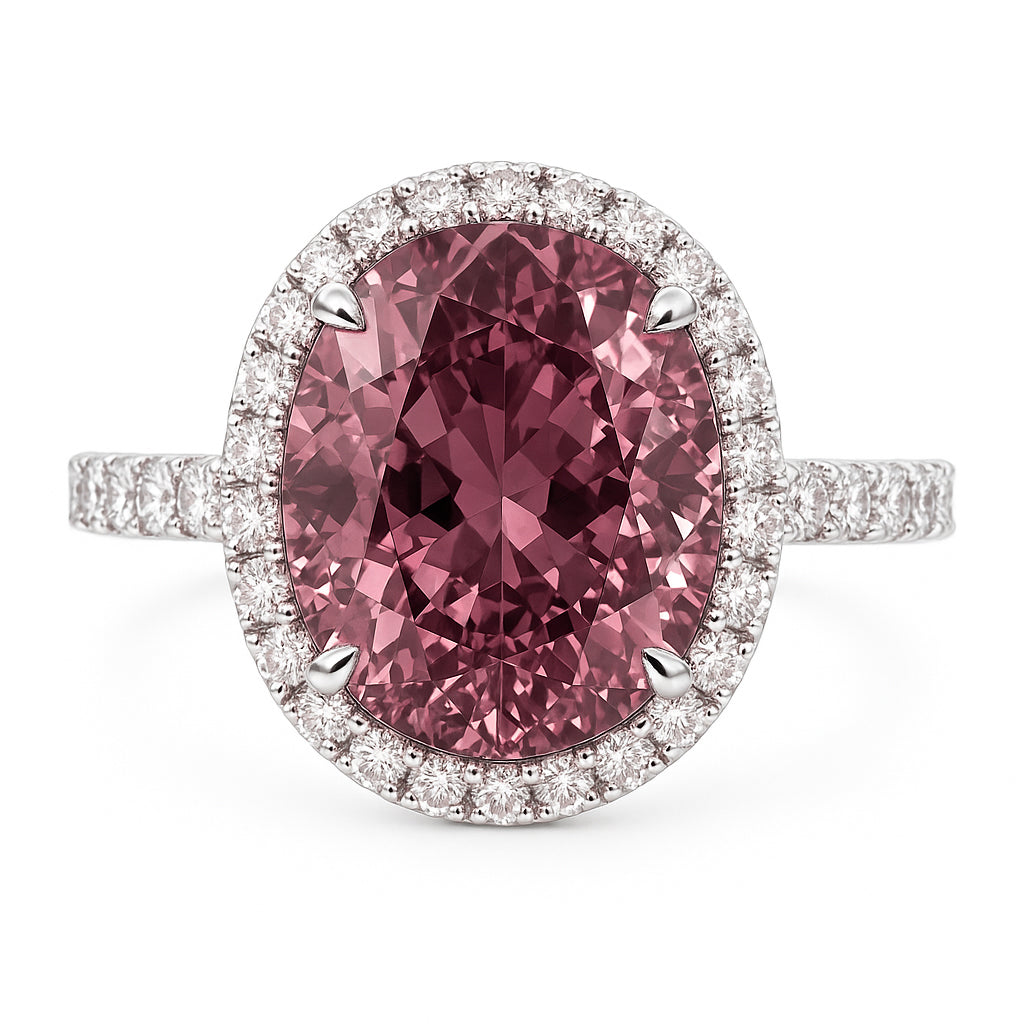 Handmade 18K White Gold Pink Tourmaline Ring, 4.35ct