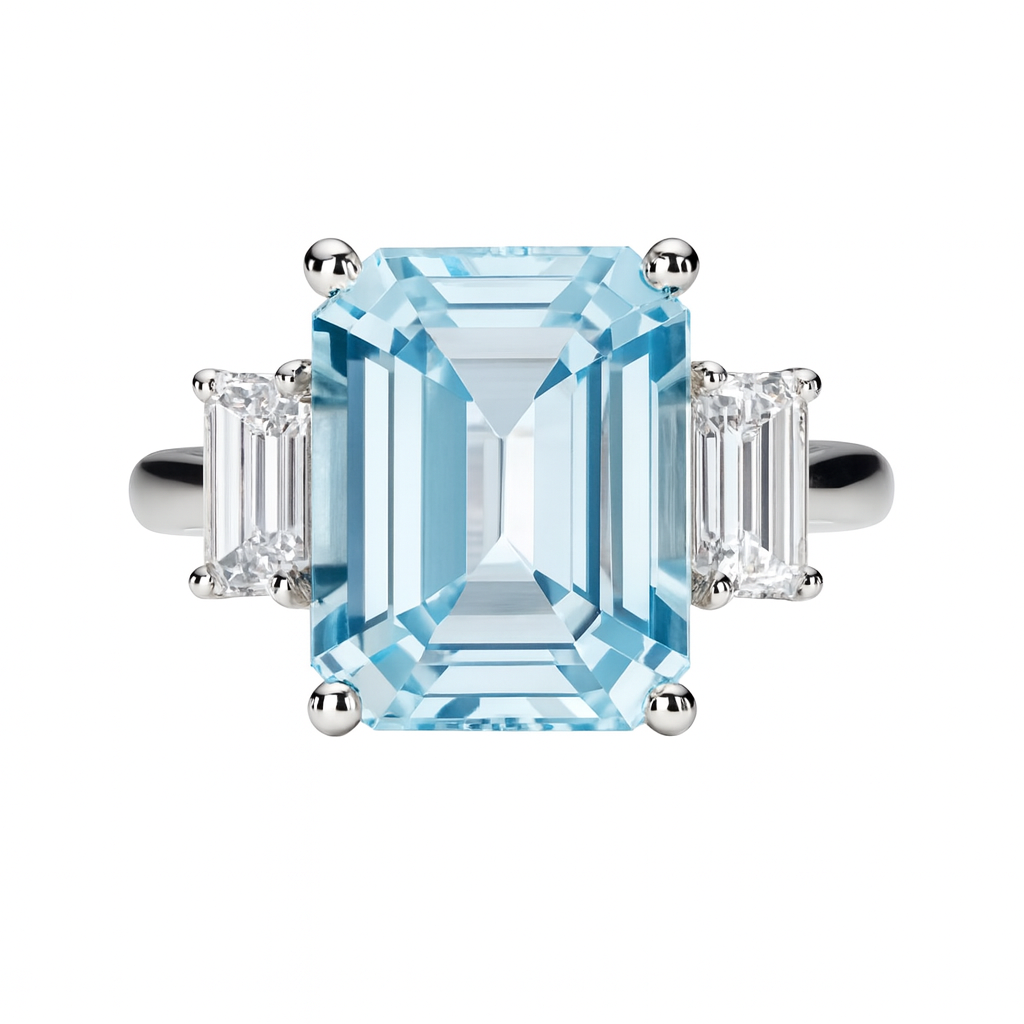Handmade Platinum Aquamarine Ring, 6.23ct