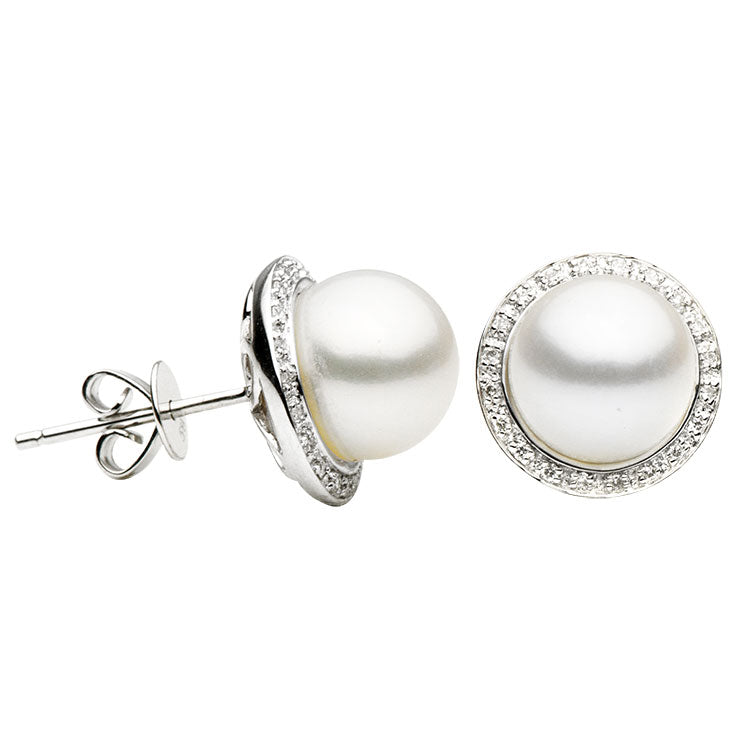 Freshwater Pearl Earring with Diamond Halo