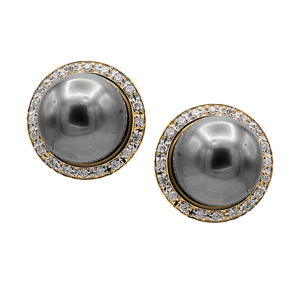 14KY Tahitian Pearl Earrings, 8-9mm