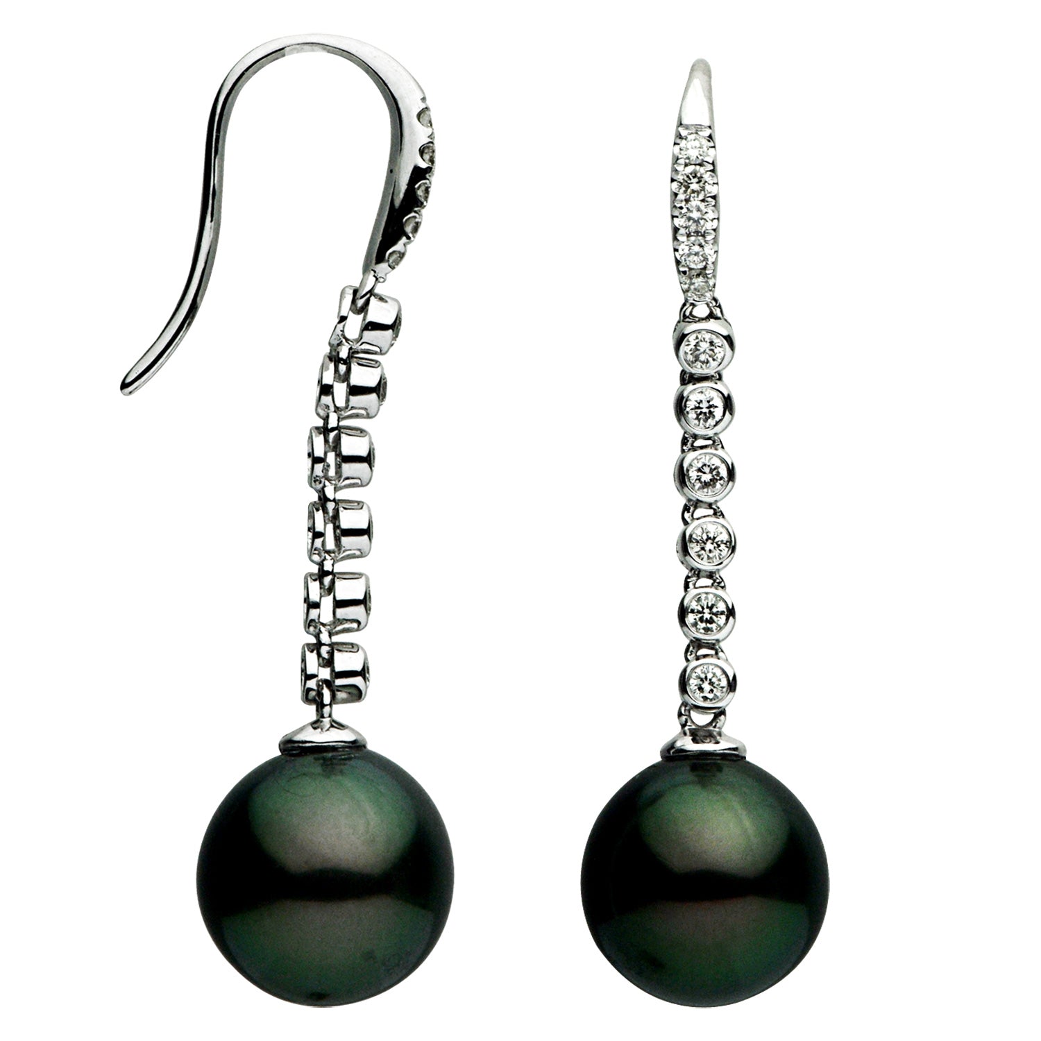 18KW Tahitian Pearl Earrings, 11-12mm