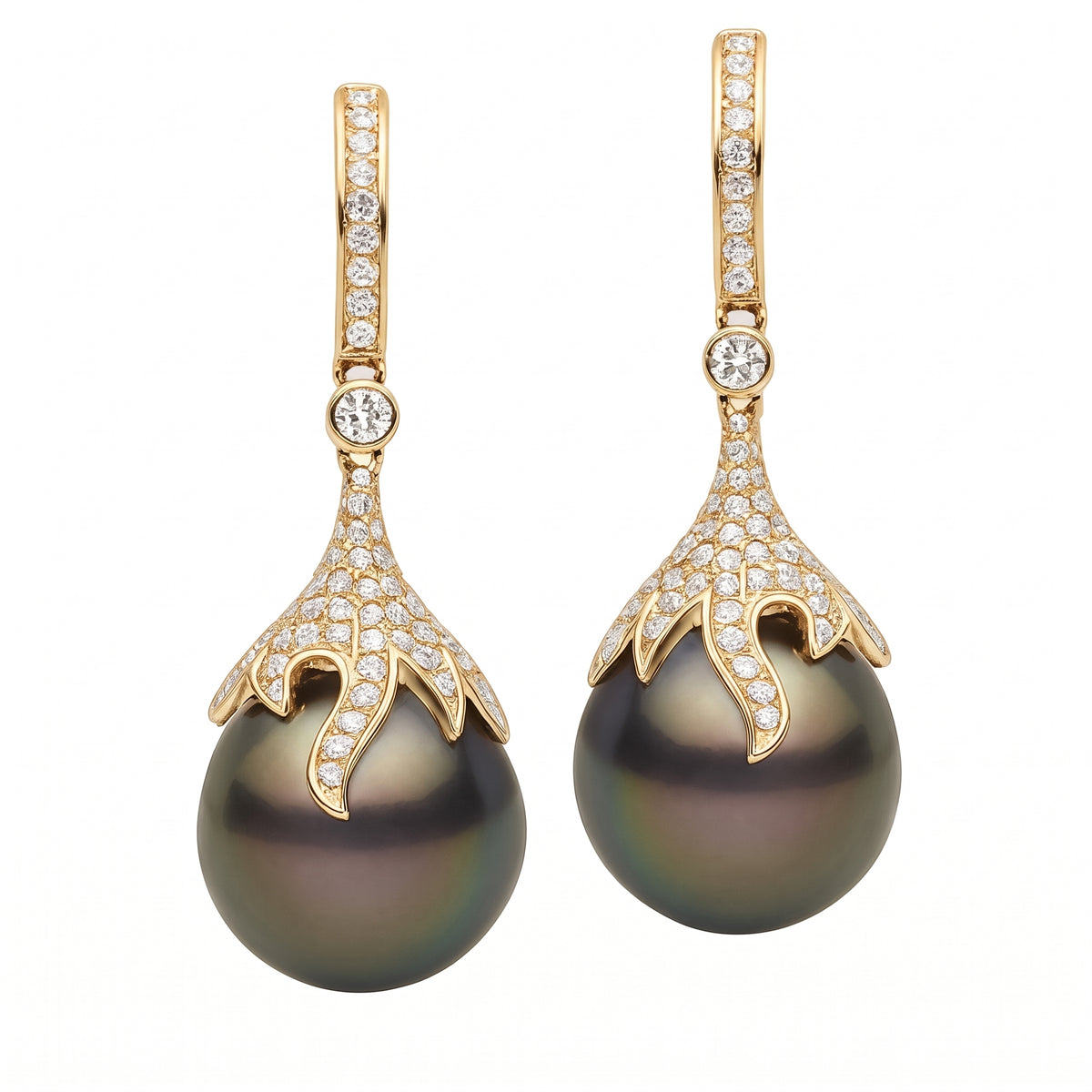 18K White Gold Tahitian Pearl Earrings