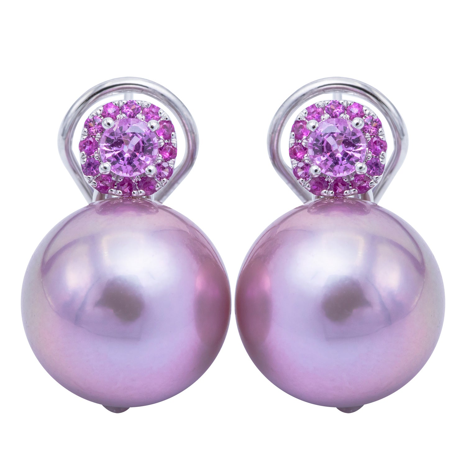 18KW Freshwater Pearl Earrings, 14-15mm