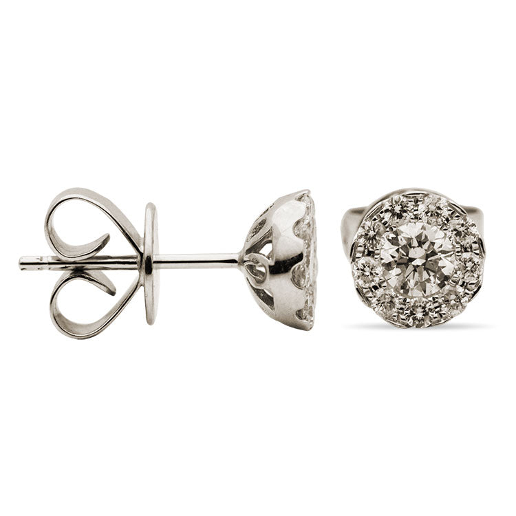 14K White Gold Diamond Cluster Stud with Removable Halo - Large