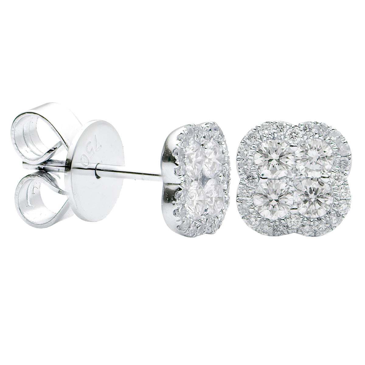 Diamond Clover Stud Earring - Large