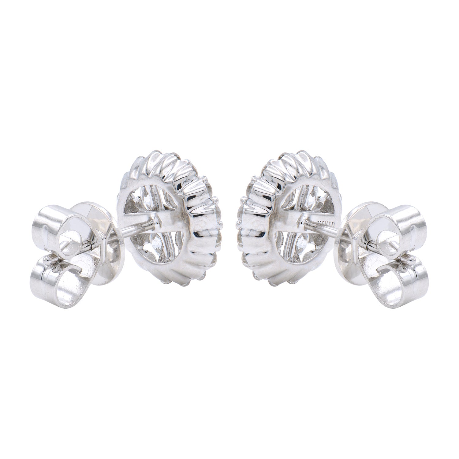 14K White Gold Lace Cluster Diamond Studs