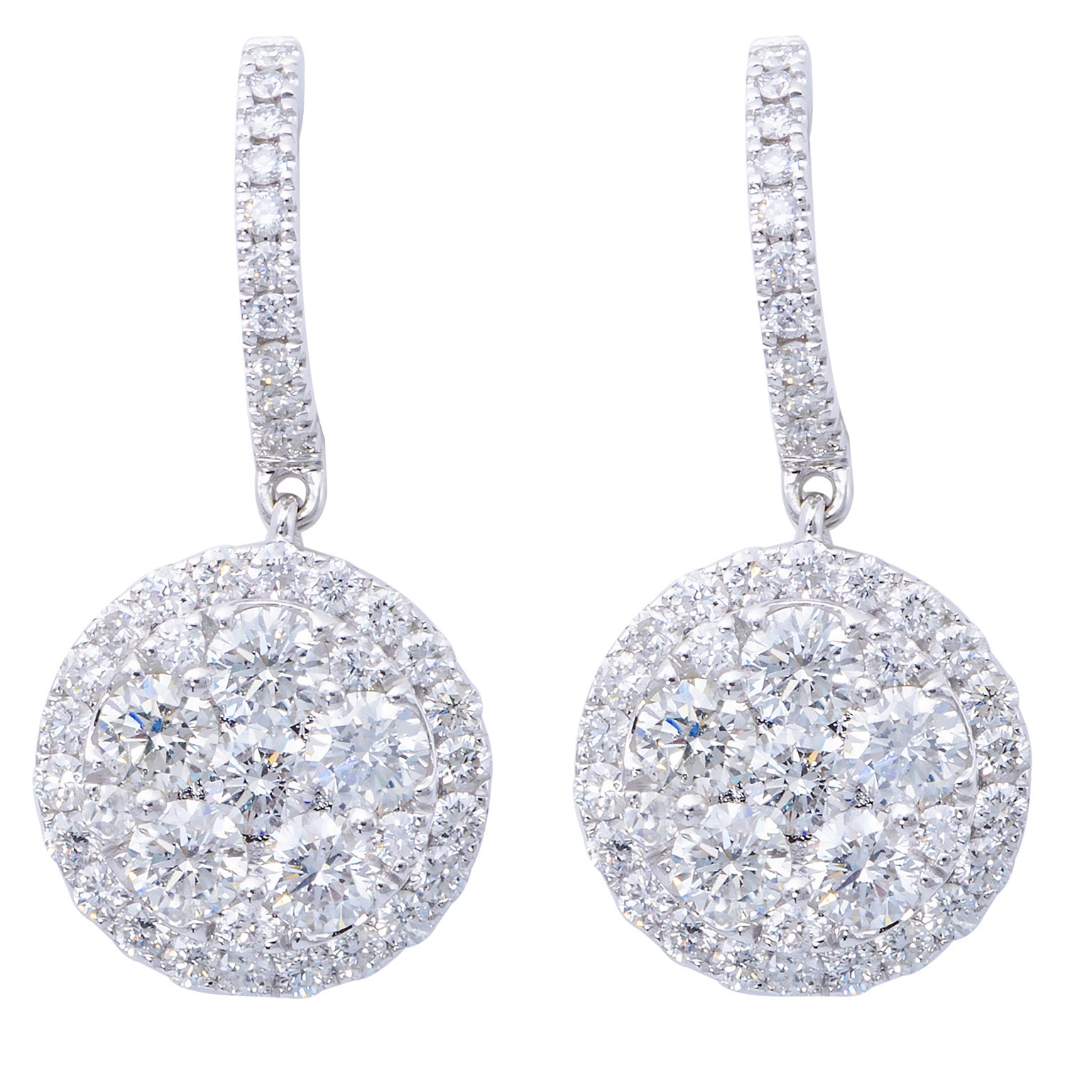 14K White Gold Dangle Diamond Earrings