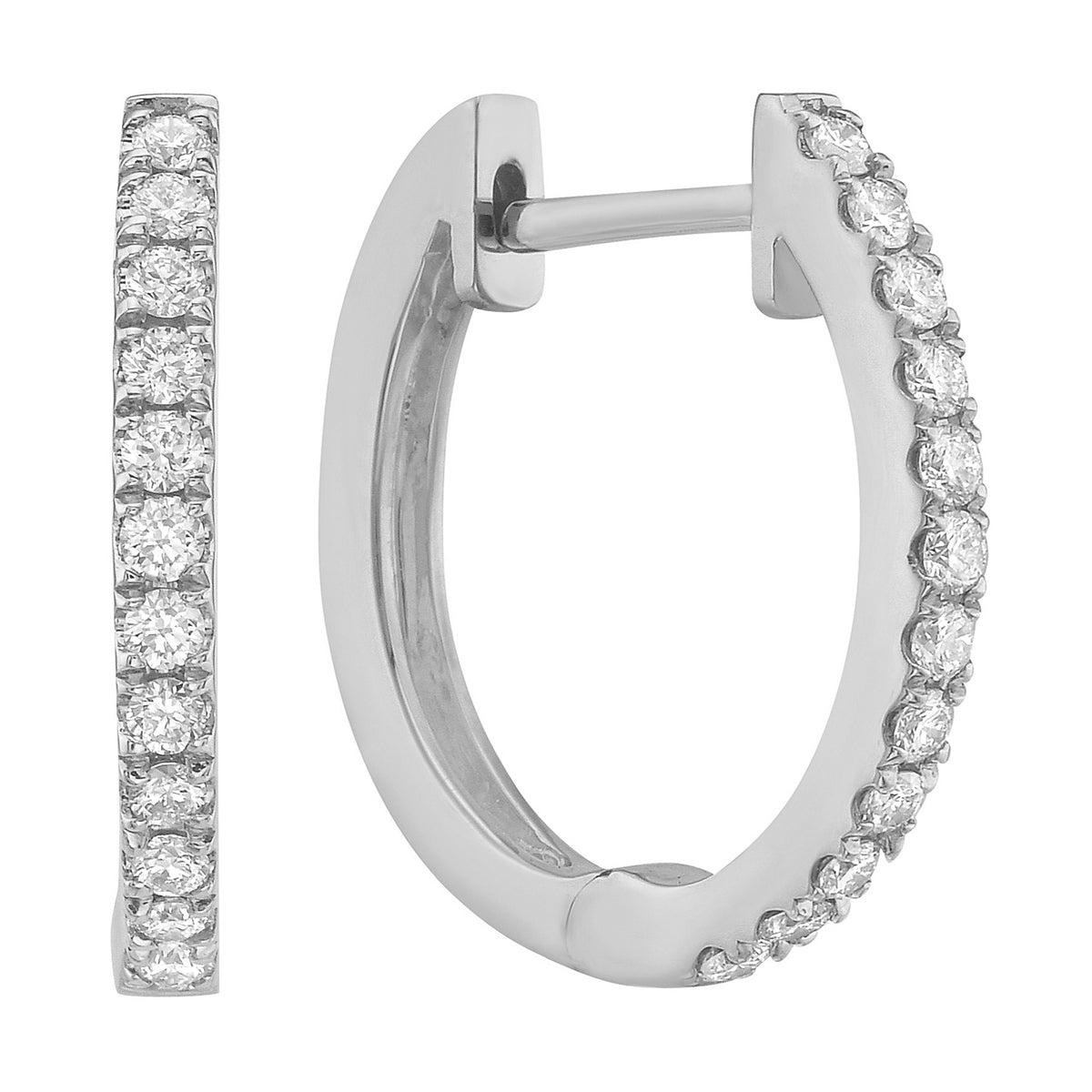 14K White Gold Classic Huggie Earring, 0.26ct
