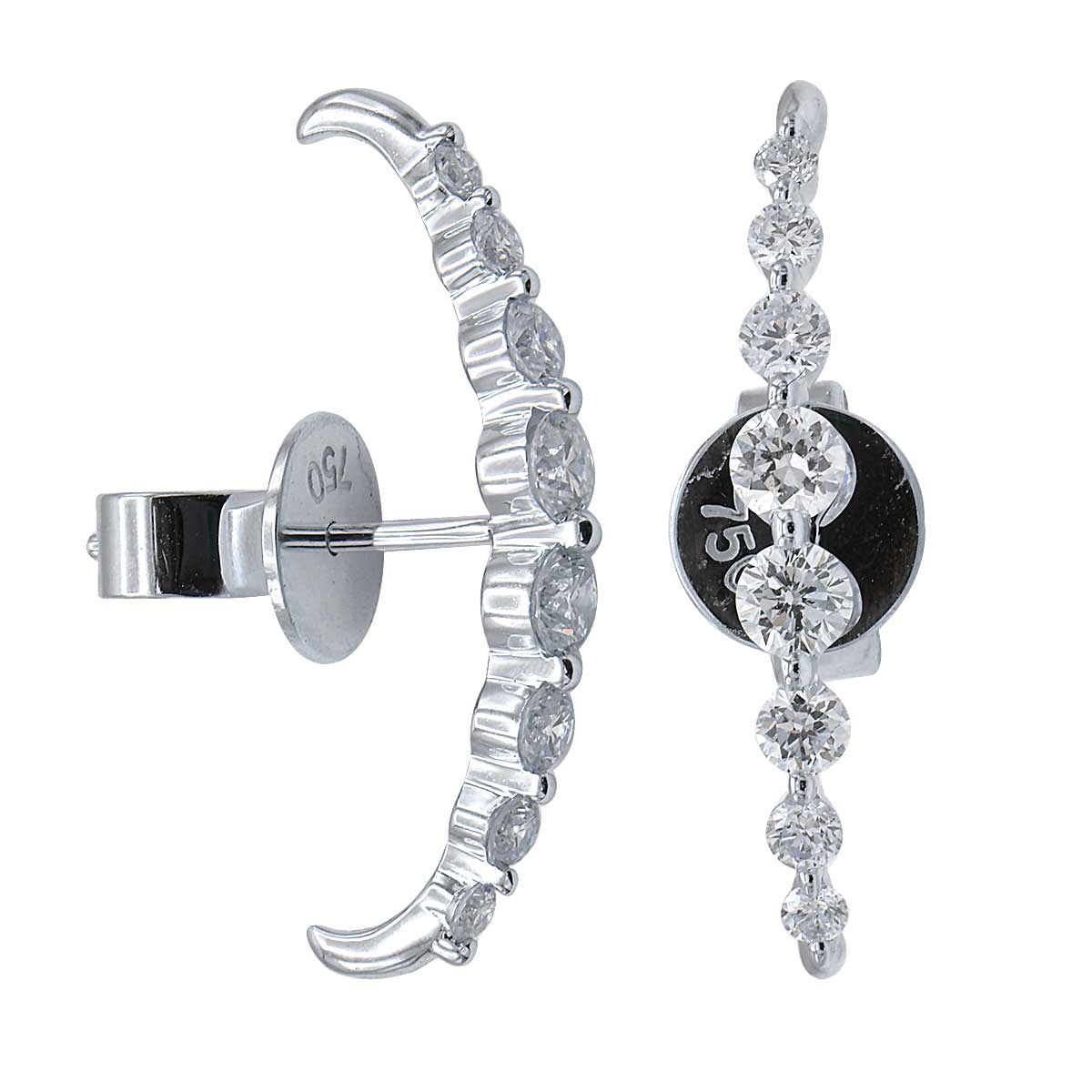 14K White Gold Cuff Stud Earrings