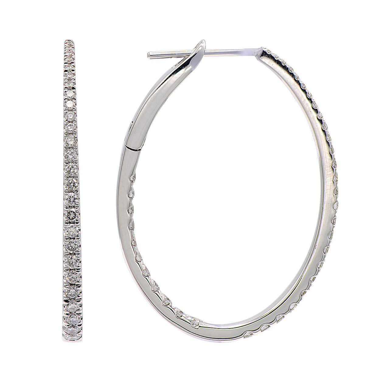14K White Gold Inside and Out Hoop Earrings