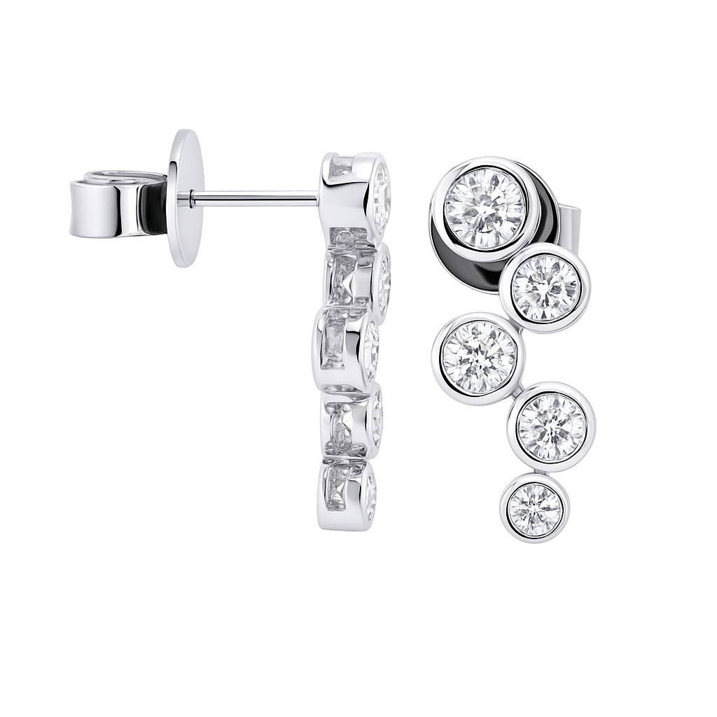 18K White Gold Diamond Stud Earrings, 0.87ct