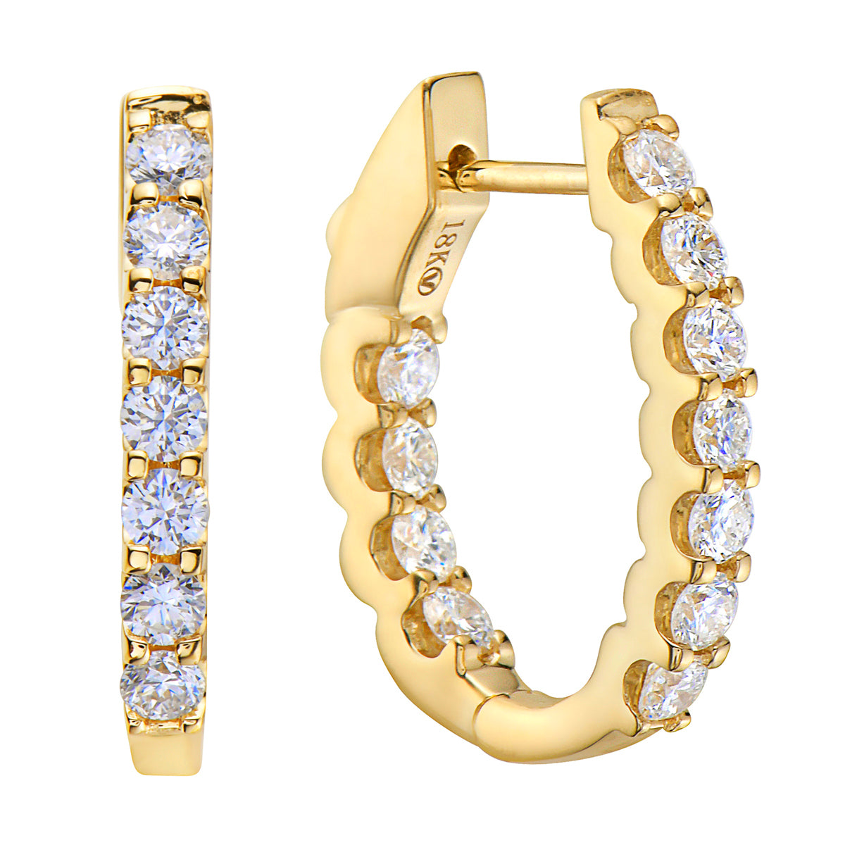 18K Yellow Gold Diamond Earrings, 0.95ct