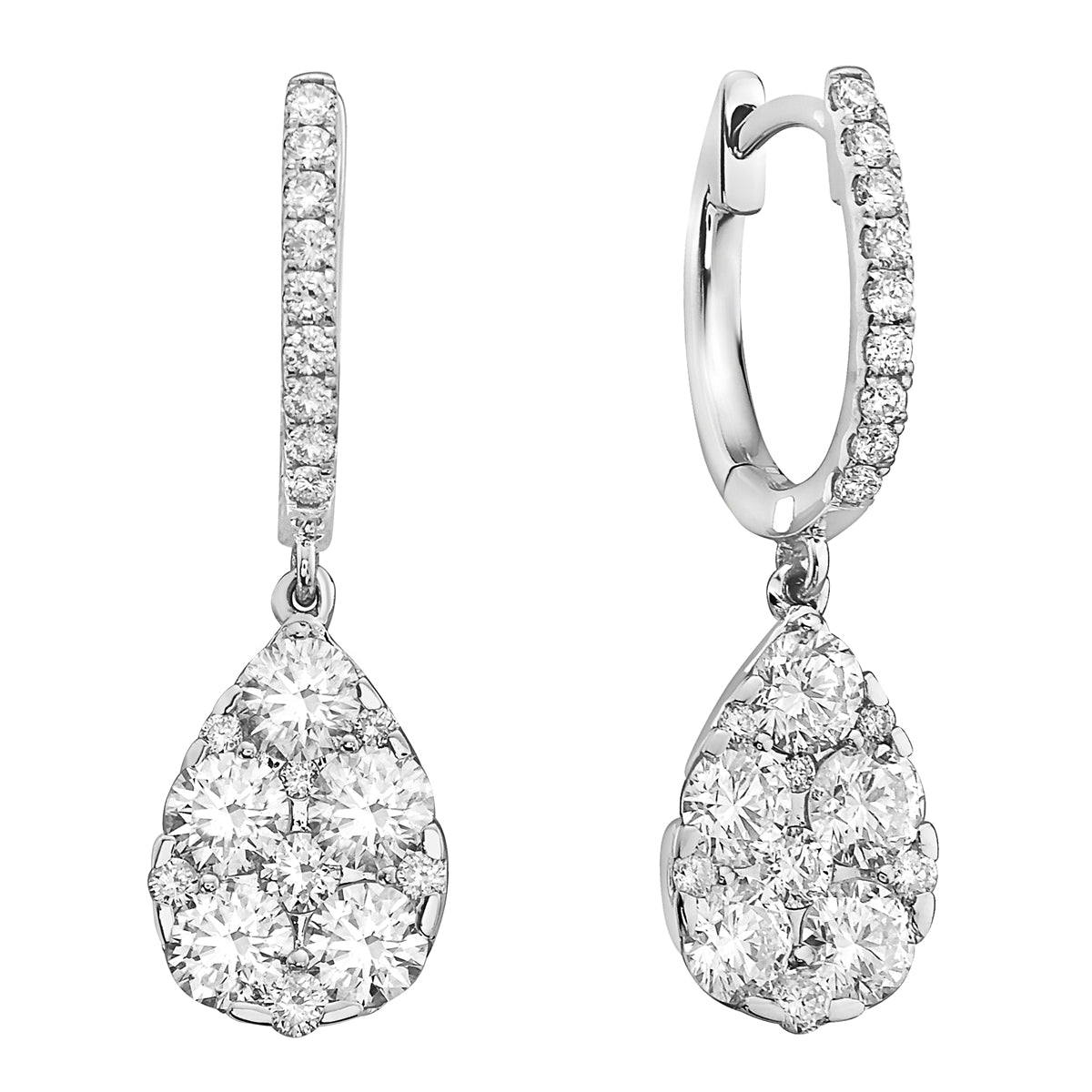14K White Gold Pear Shape Diamond Dangle Earring