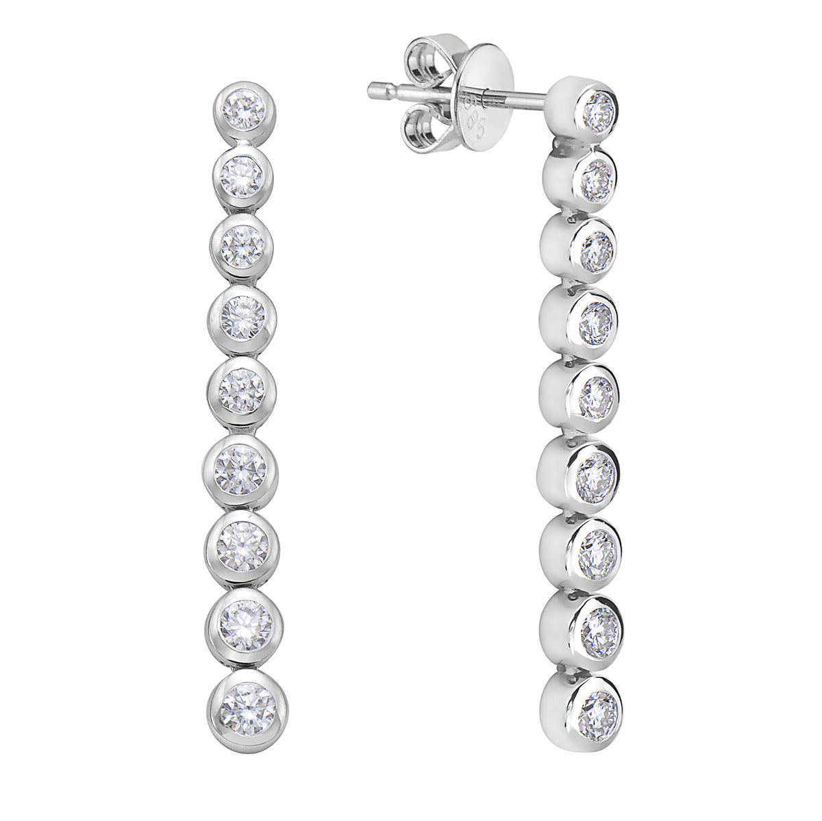 18K White Gold Diamond Earrings, 0.65ct