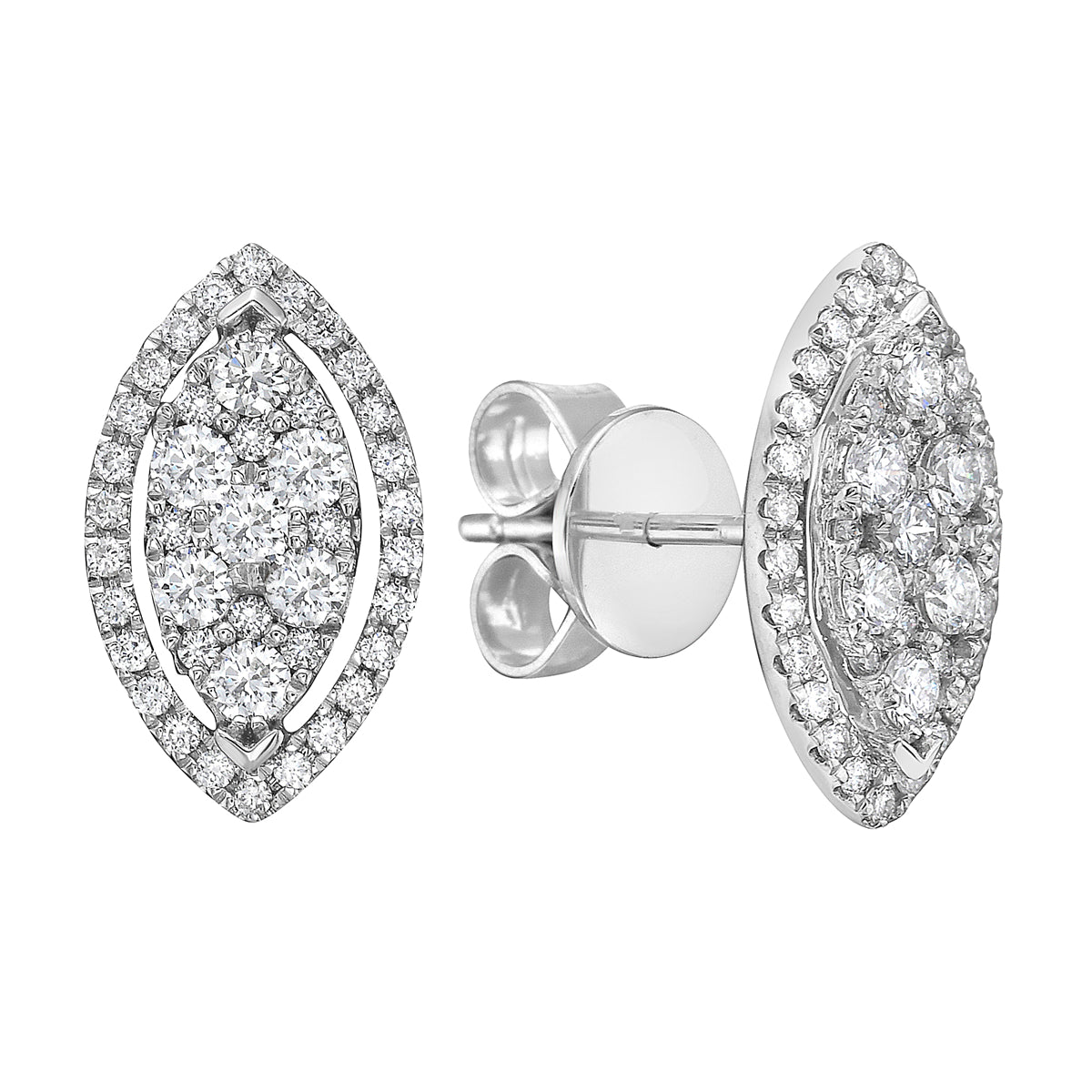 18K White Gold Diamond Earrings, 0.64ct