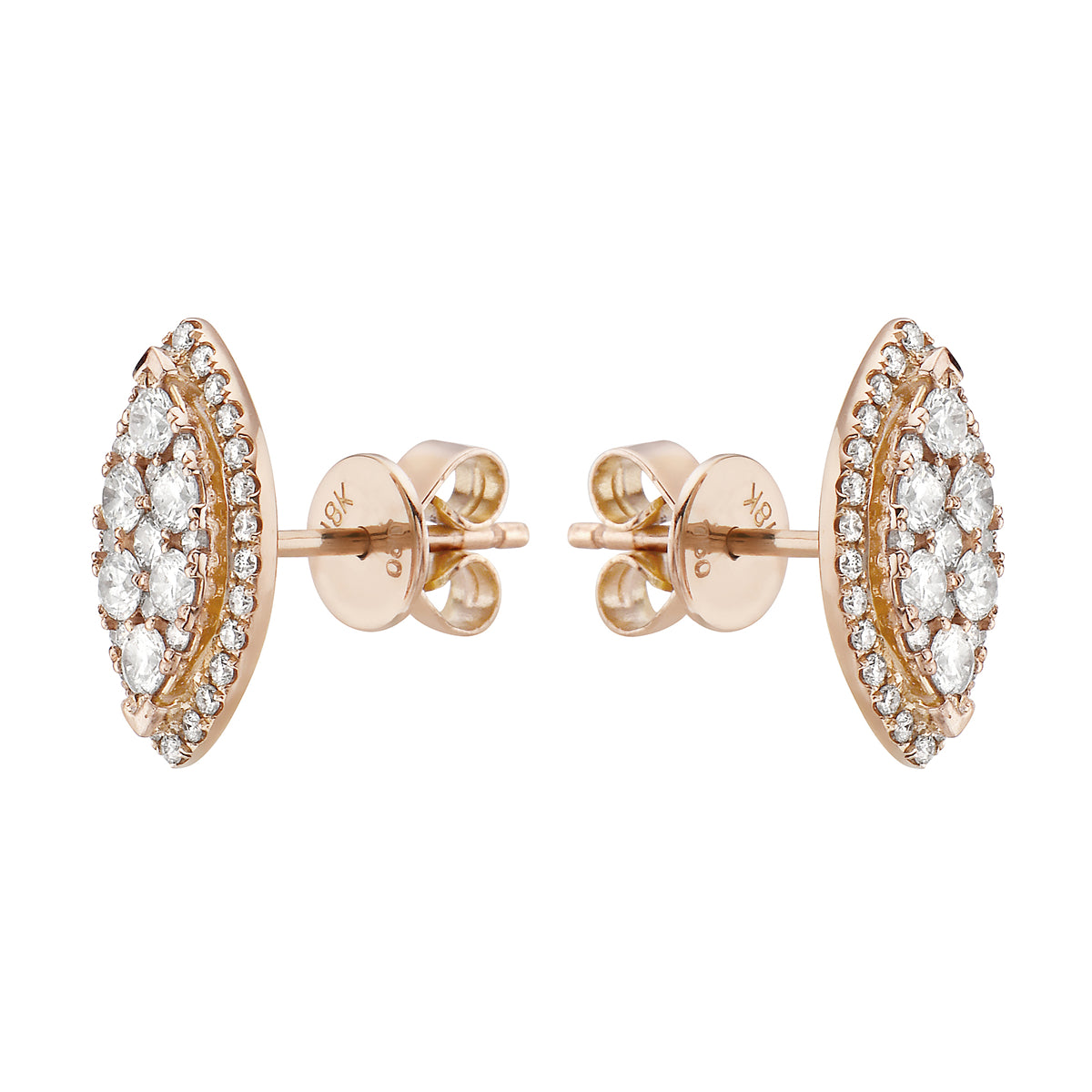18K Rose Gold Diamond Earrings, 0.64ct